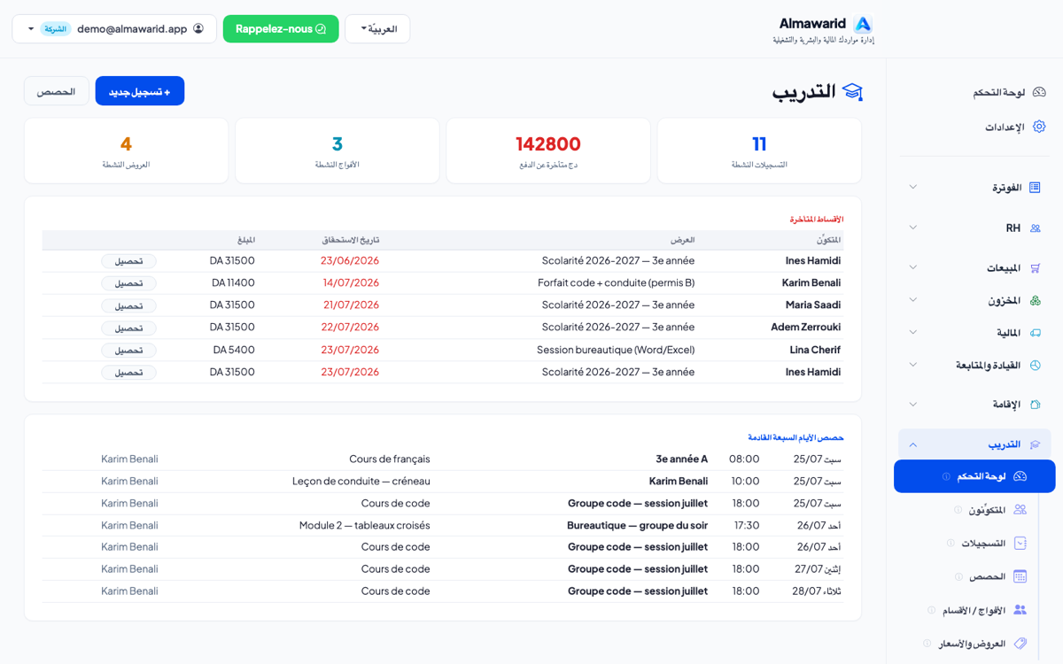 لوحة قيادة المدرسة: الأقساط المتأخرة
